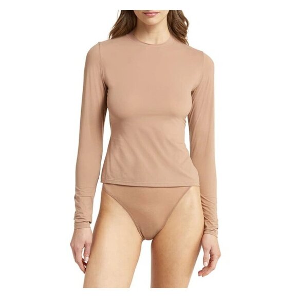 SKIMS Tops - SKIMS Fits Everybody T-shirt In Sienna Top Long Sleeve Fitted Crew Neck